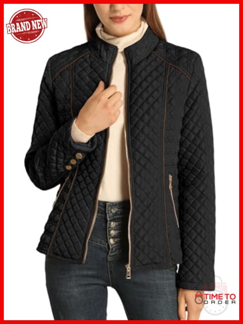 Lightweight Quilted Puffer Jacket Stand Collar Zip Coat